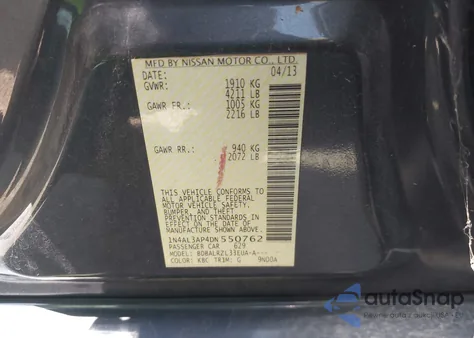 2013 Nissan Altima 2.5 S from USA, damaged, VIN 1N4AL3AP4DN550762